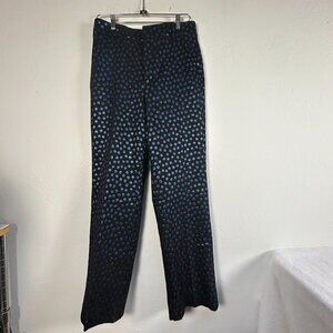 Dondup Womens Black Blue Polka Dot Pattern Trouser Pants Size 46 High Rise Italy